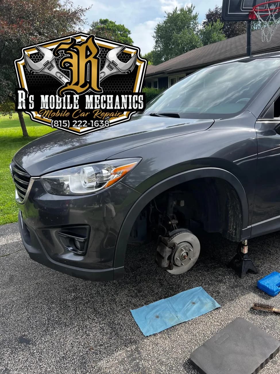 Brake job done in the driveway